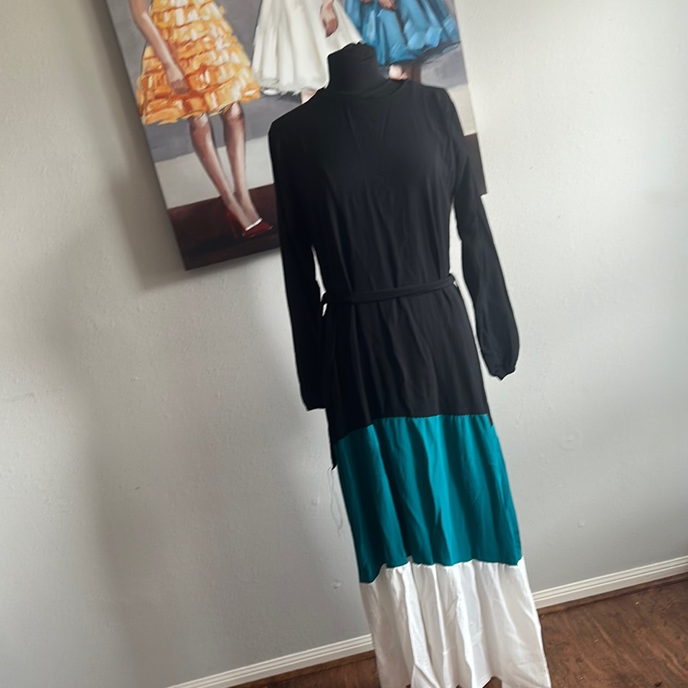 Colorblock Long Sleeve Maxi Dress